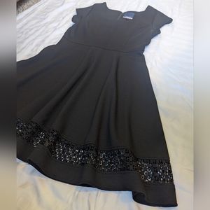 Black Midi Dress with Lace Detail